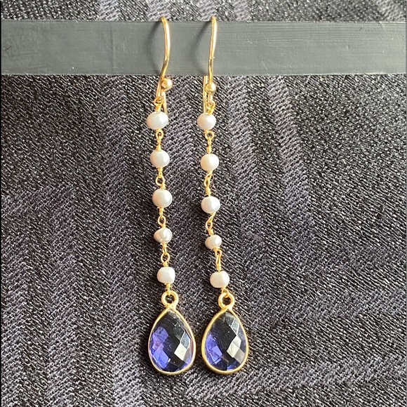Amethyst Quartz Natural Stone Dangling Earrings for Women - Picture 2 of 9